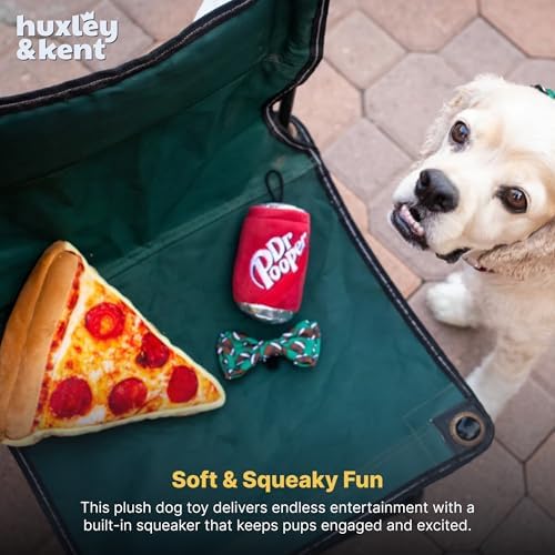 Huxley & Kent Power Plush Squeaky Dog Toy, Pup-Eroni Pizza, Large