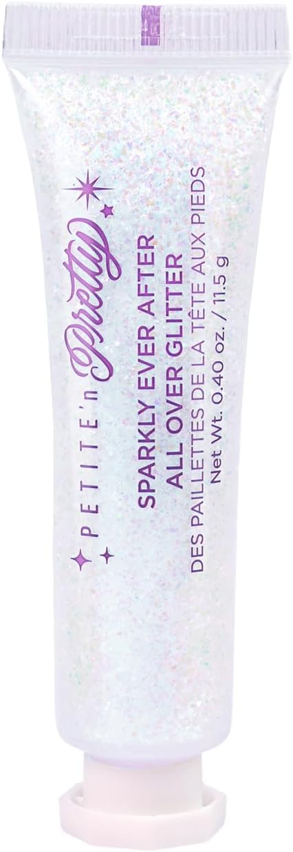 Petite N Pretty Sparkly Ever After Glitter Gift Set for Eyes, Cheeks, and Body, All-Over Glitter in Iridescent Angel & Sunbeam Gleam Shades, & Pink Cherry Pearl Keychain Wallet for Kids, Tweens, Teens