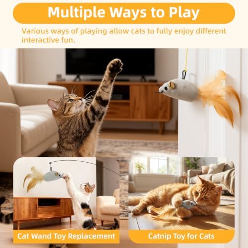 Tocirelo Hanging Cat Mouse Toy, Interactive Motion Activated Squeaky Mice