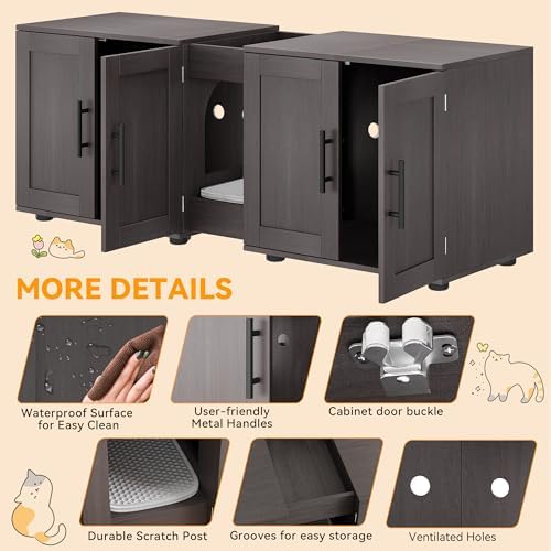 Cat Litter Box Enclosure for 2 Cats,55" Large Hidden Litter Box Furniture with Barn Door & Double Rooms,Modern Indoor Pet House TV Stand Side Table,Cats Washroom,for Bedroom Living Room,Walnut