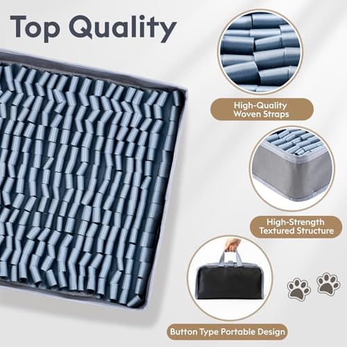 FunFurry Snuffle Mat for Dogs, Dog Puzzle Mat, Interactive Dog Toys for Enrichment,Sniff Mats with Non-Slip Backing,Portable Design Easy to Store (Silver, 14" X 12"-Portable)