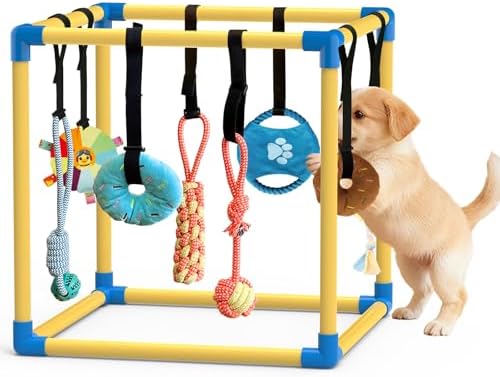 Puppy Play Gym & 8 Toys (Yellow,19.6″ x 19.6″ x 19.6″‌)