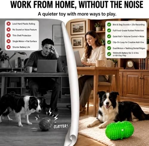 Smart Interactive Dog Toy, 8 Modes Automatic Rolling Ball with a Recording Function, Food-Grade Rubber Material Interactive Dog Ball for Medium and Large Dogs