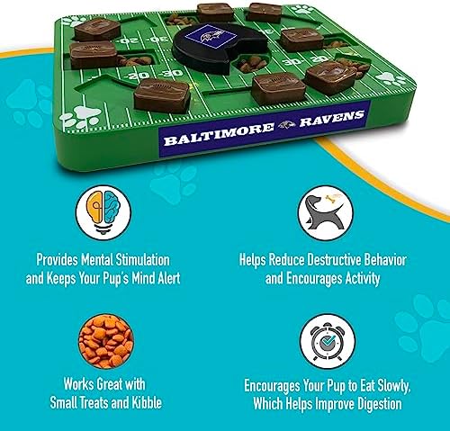 Pets First NFL Baltimore Ravens Puzzle Toy, Interactive Dog Puzzle Treat Toy