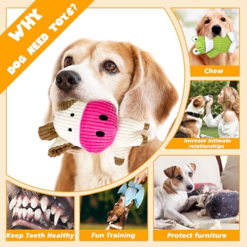 MRSOHRET Dog Toys Squeak, Tough Plush Puppy Chew Toy for Aggressive Chewers