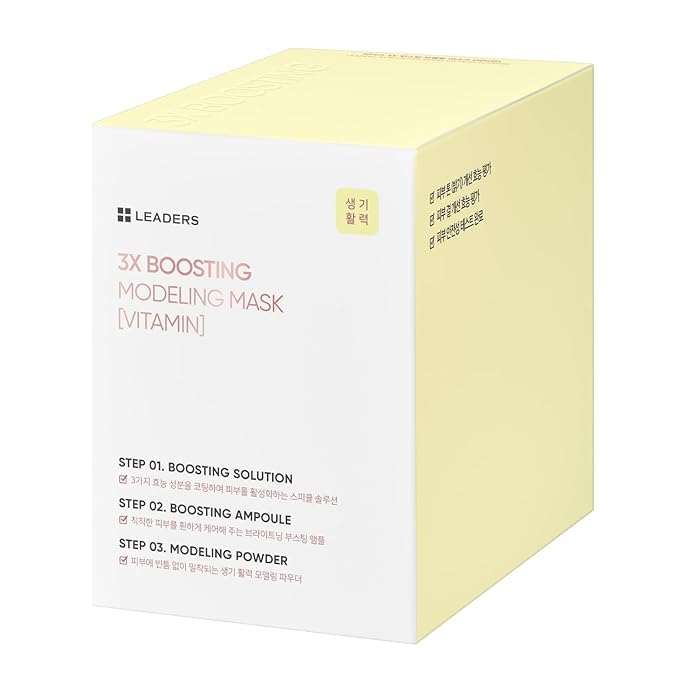 LEADERS 3X Boosting Modeling Mask | 3-Step Korean Skincare with Vitamin Set of 3 | For Dull, Tired Skin | Helps Restore Radiance, Vitality Glow | Revitalize Healthy Skin - 3 Pack (Vitamin)