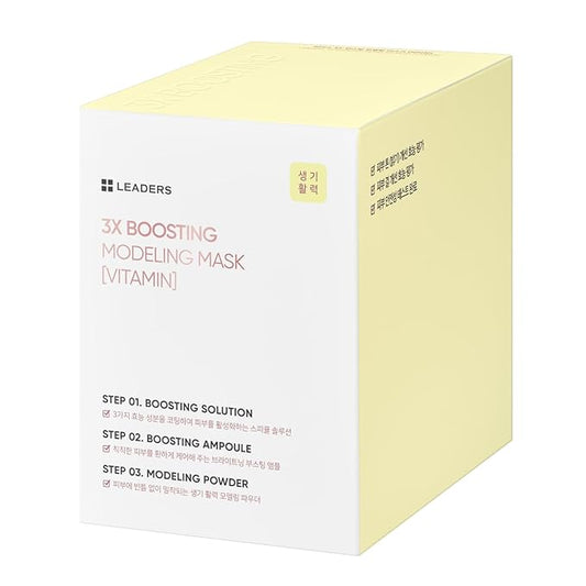 LEADERS 3X Boosting Modeling Mask | 3-Step Korean Skincare with Vitamin Set of 3 | For Dull, Tired Skin | Helps Restore Radiance, Vitality Glow | Revitalize Healthy Skin - 3 Pack (Vitamin)