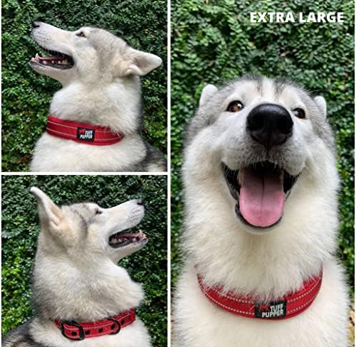 Tuff Pupper Ultra Comfort Padded Dog Collar | Thick Neoprene Padding | Ballistic Nylon Strap Dog Collar with Reflective Stitching | Durable Metal Buckle & Integrated ID Tag Holder | Waterproof Collars