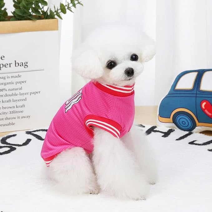 Dog Clothes Basketball Mesh Breathable T-Shirt,Pet Clothes Puppy Sportswear Spring/Summer Fashion Dog Shirt. (Pink, Medium)