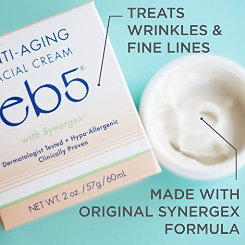 eb5 Anti-Aging Face & Neck Cream with Synergex Formula for Men/Women | Alleviates Appearance of Fine Lines & Wrinkles | Vitamin E, A, B5, Oat Kernel Complex | 2 Oz