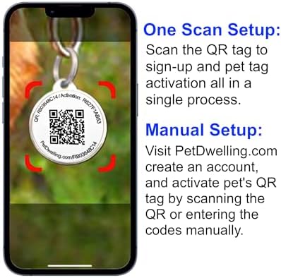 Pet Dwelling Aluminum QR Pet ID Tag – Smart Dog & Cat Tags with Free Personalized Online Profile, Instant Scan Alerts & AI-Powered Insights (Square Black)