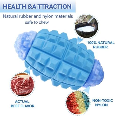 YINEYA Dog Toys for Aggressive Chewers, Tough Squeaker Dog Toys, Dark Blue