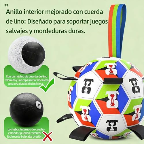 HEYLIFE Interactive Dog Soccer Ball Toy with Straps for 20-40 lbs Dog