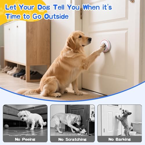 ChunHee Dog Door Bell for Potty Training – Wireless Doggie Doorbell to Go Outside, 1.6in Touch Surface, Easy for Puppy & Adult Dogs, IP55 Waterproof, 500FT Range, 55 Ringtones, Adjustable Volume