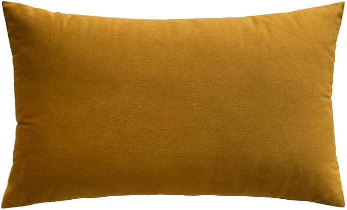 MIULEE 12x20 Inch Lumbar Velvet Throw Pillow Cover Set of 1 Mustard Yellow | Soft Luxury Decorative Throw Pillow Cover, Single Rectangle Cushion Case, Home Decor for Chair Couch Sofa Bedroom Car Bed