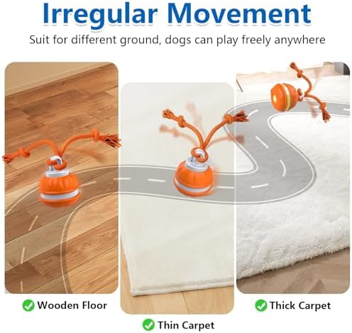 Muhhiba Interactive Dog Toys, Automatic Rolling Ball for Puppy/Small Dogs, Squeak Dog Toy, Touch Activated, USB Rechargeable