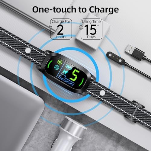 FAFAFROG Dog Bark Collar, Rechargeable Smart Collar, Anti Barking Training Collar with 5 Adjustable Sensitivity Beep Vibration, Bark Collar for Large Medium Small Dogs (Black)
