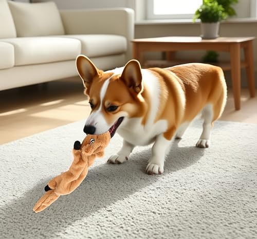 Squeaky Plush Squirrel Dog Toys,No-Stuffing,Set of 2