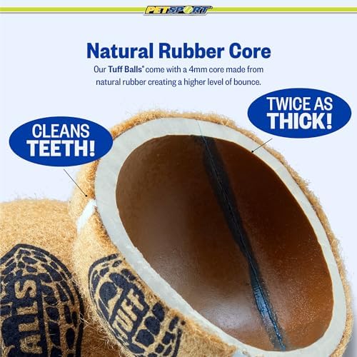 PetSport Junior Peanut Butter Tuff Ball Dog Toys | 6 Pack Jr. (1.8") Pet Safe Felt & Durable Rubber Tennis Balls | Play Fetch, Chuck or Toss at Dog Park