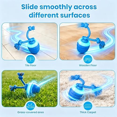 Interactive Dog Toys, Interactive Dog Ball for Medium/Large Dogs, Automatic Moving Dogs Toy Wicked Ball for Boredom(Blue)