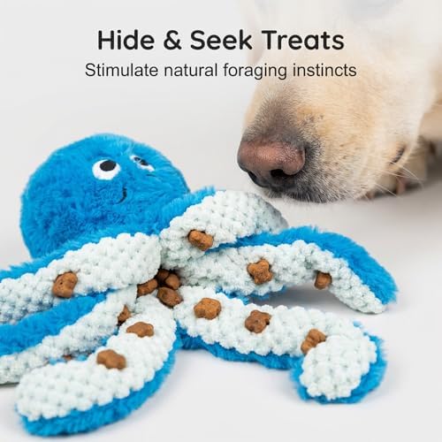 Octopus Tough Dog Toys for Aggressive Chewers, Blue-1 Pack