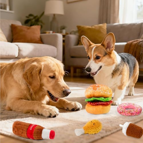 Sedioso Large Dog Toy Set, 5-Pack Stuffed Dogs Chew Toys, Durable Plush Dog Toy, Dogs Squeaky Toys for All Breed