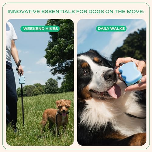 Springland Silicone Dog Training Treat Pouch for Leash, Sky Blue | One-hand squeeze dispenser, food-grade silicone, BPA-free, carabiner included, easy-fill holder for rewards on the go