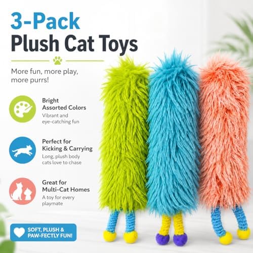 Cat Toys Pillows,Soft Cat Pillow Kicker Toys with Crinkle Sound, Interactive Cat Plush Toys for Indoor Cats and Kittens