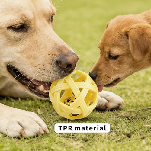 Dog Ball Toy with Bell for Small Dogs& Puppy, Small Dog Ball for Boredom Relief & Teething, TPR Chew Resistant Interactive Fetch Toy.