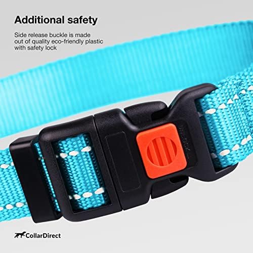 Reflective Dog Collar, Quick-Release Buckle (Light Blue, 18-26 Inch)