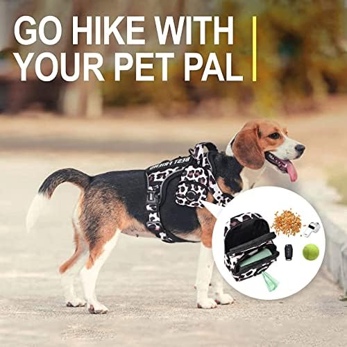 Petmolico No Pull Dog Harness, Tactical Dog Vest with Dog Treat Pouch, Leopard Small