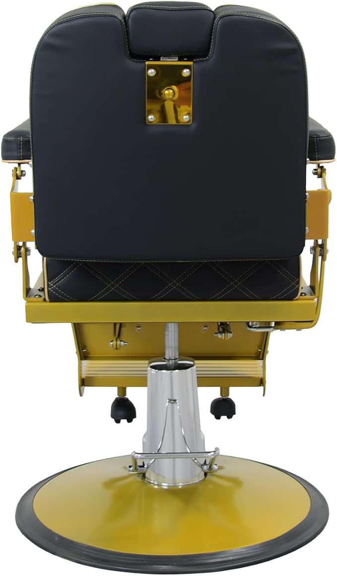 Heavy Duty Vintage Barber Chair，Hydraulic Salon Chair with Headrest for Hairdressers Heavy Tattoo Shampoo Beauty Salon Equipment(Golden)
