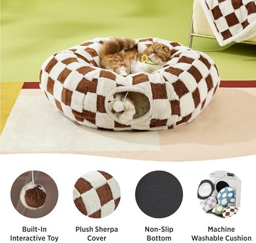 Lesure Donut Cute Jacquard Large Cat Tunnel Bed Kitten Toys for Dog Bunny