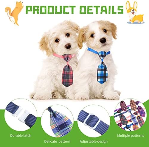 Wesiti 80 Pcs Dog Tie for Small Dogs Assorted Pattern Cat Tie Cat Collar Bows Bowtie Collar Bowtie for Small Medium Puppy Pet Photography Grooming Party(Plaid Tie)