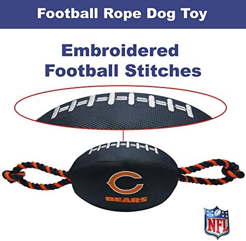 Pets First NFL Chicago Bears Football Dog Toy, Tough Quality Nylon Materials, Strong Pull Ropes, Inner Squeaker, NFL Team Color