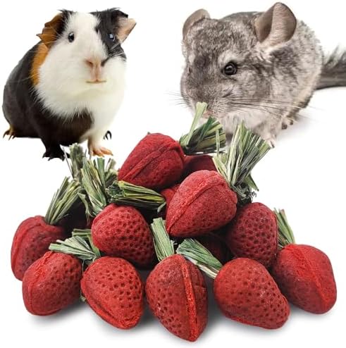 Fhiny Rabbit Chew Toys, 24 PCS Natural Hamster Molar Snacks Handmade Small Animal Chew Toys for Teeth Timothy Hay Treats Habitat Decor for Bunny Guinea Pig Chinchilla Hamster Gerbil Dental Care