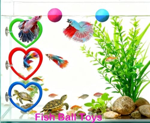 10pcs Betta Fish Tank Accessories Set Betta Hoop Heart Shape Enrichment Rings Hammock Hideout, Floating Mirror, Resting Spot, 2 Floating Balls, and Hideout Tunnel