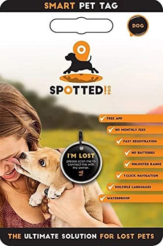 Spotted! Pro Smart Pet Tag - Pet Tracker, Virtual Leash, Finder, Smart Tag, Outdoor Safety for Cats and Small to Medium Size Dogs