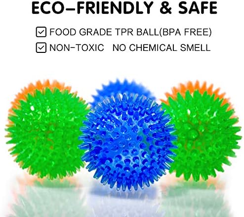 SHARLOVY Squeaky Balls for Pet Small Puppy, 6 Pack TPR Fetch Spike Balls