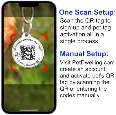 Pet Dwelling Smart QR Code-NFC Pet ID Tag - Dog Tags - Cat Tags - Online Pet Profile - Instant Email Alert -Scanned QR Tag GPS Location (Pink Paw)