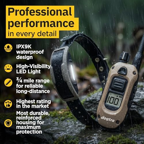 Dogtra 1900X E-Collar for Dog Training - 3/4 Mile Range, for Dogs 35 lbs+, IPX9K Waterproof, 100 Stimulation Levels, Vibration, Tone, Rechargeable - Ideal for Dog Owners and Professional Trainers