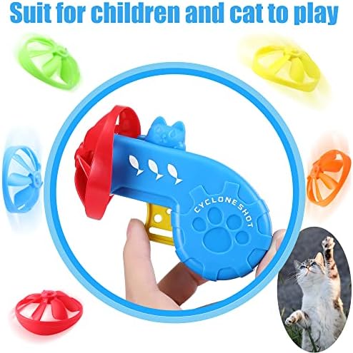 Sumind 18 Pcs Cat Fetch Toys Interactive Cat Propeller Toy, Cat, Blue