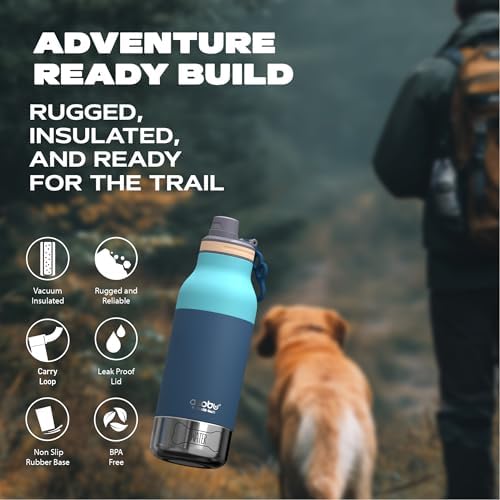 Asobu Buddy Bottle a Stainless Steel Insulated Water Bottle for with Removable Dog Water Bowl and Dog Food and Treat Storage Bowl (Pastel Green, 34 Oz)