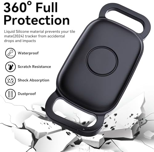 DDJ Dog Collar Holder for Tile Life360 Pro 2024 Tracker Case, 2-Pack | Waterproof Silicone Cover, Full-Body Protective Case, Ultra Durable, Scratch Resistant, Black, Pink