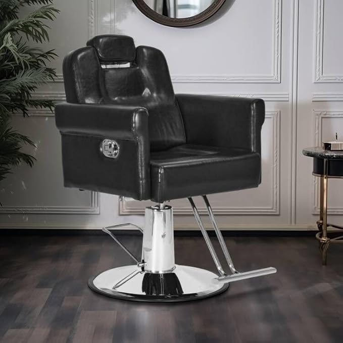 Barber Chair Recliner Salon Chair Hair Spa Chair with Hydraulic Pump, Removable Headrest, Adjustable Height 360 Degrees Swivel for Hair Salon Equipment