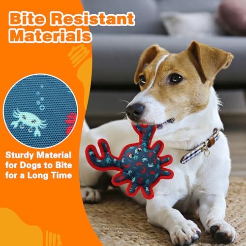 Squeaky Dog Toys, Sturdy Dog Toys for Dogs Indoor Play, Cute Crab Interactive Toy for Small and Medium Dogs