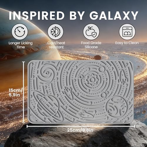 OHMO Lick Mat for Dogs&Cats, Space Pattern, 6×10", 2pcs, Beige&Light Grey
