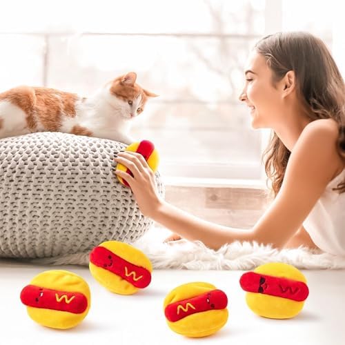 L1rabe Hot Dog Catnip Toys for Cats- Kitten Birthday Gifts for Cat Lovers