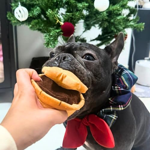 Christmas Mince Pie Nose-Work Dog Toy – Soft Plush Squeaky Treat-Hiding Toy with Crinkle Paper, Interactive Elastic Band, Durable for Small, Medium & Large Dogs