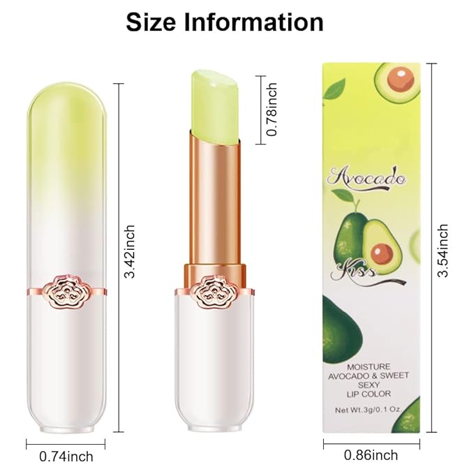 BINGBRUSH 2 Pcs Avocado Color Changing Lipstick Queen,PH Mood Long Lasting Labiales Lip Gloss Lip Balm Tinted Magic Lip Stain Makeup Lipstick Set for Women